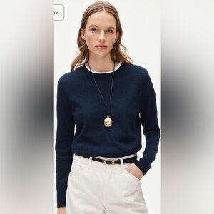 J. Crew Navy 100% Cashmere Classic Fit Crewneck Sweater Navy